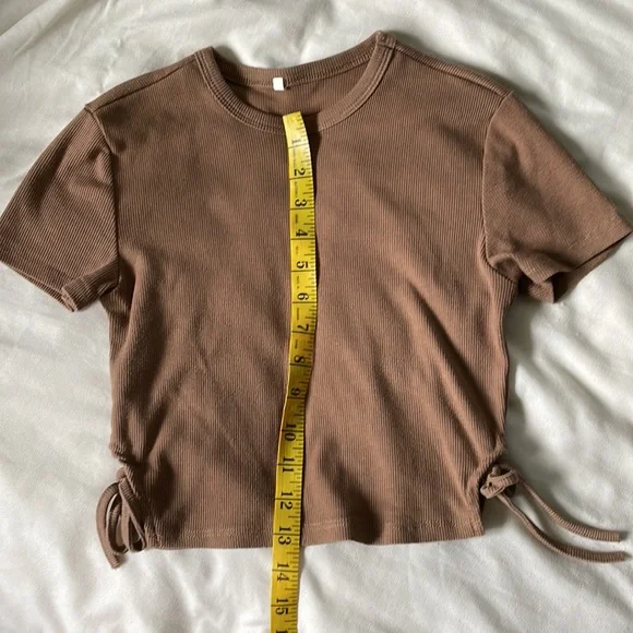 SHEIN • tan baby tee with side-tie detailing - Picture 4 of 5